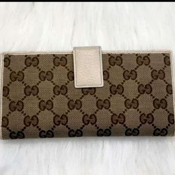 Gucci GG monogram canvas and white leather wallet Comes With Gold Wallet Chain - Picture 2 of 12